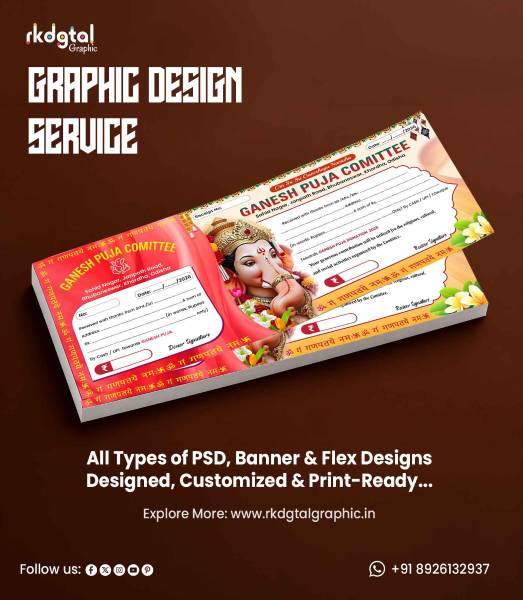 thumbnail Ganesh Puja Committee Money Receipt PSD Templates  5 Editable Designs