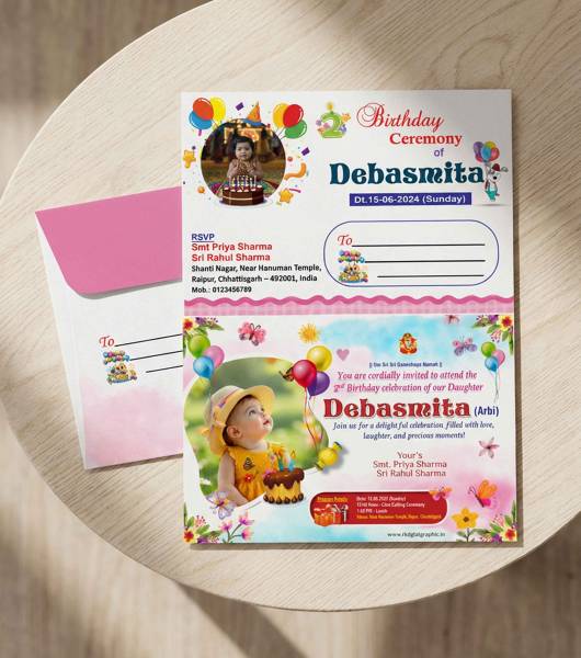 thumbnail Debasmita Birthday Invitation Card with envelop