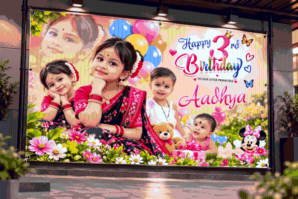 thumbnail 6x4 Feet Birthday Flex Banner Design PSD Template (Editable Photoshop File)