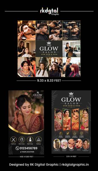 thumbnail 3-in-1 Unisex Salon & Bridal Beauty Parlour Flex Banner PSD Combo (3 Sizes)