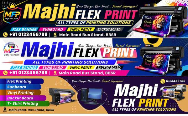 thumbnail Majhi Flex Print 15x3 Feet Flex Banner Design Combo PSD