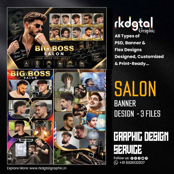 thumbnail Salon Banner Combo PSD | Barber Shop & Men’s Salon Banner Design