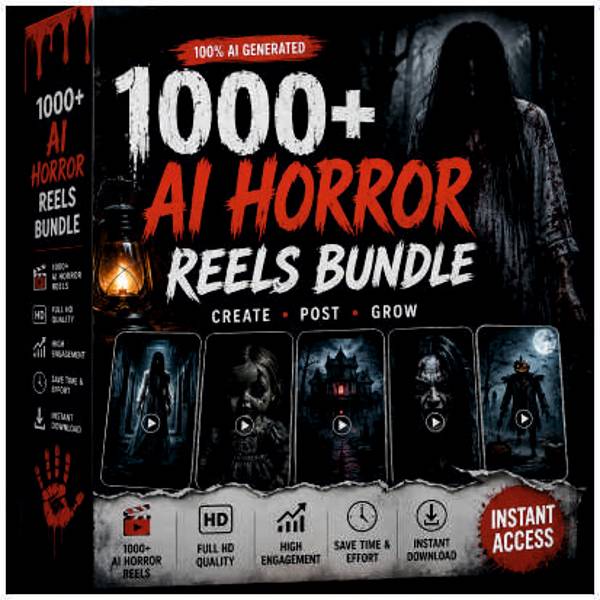 thumbnail 1000+ AI Horror Reels Bundle